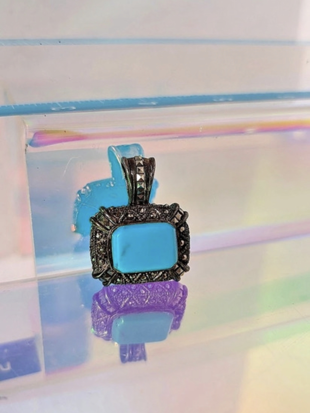 Turquoise-Colored Pendant Necklace